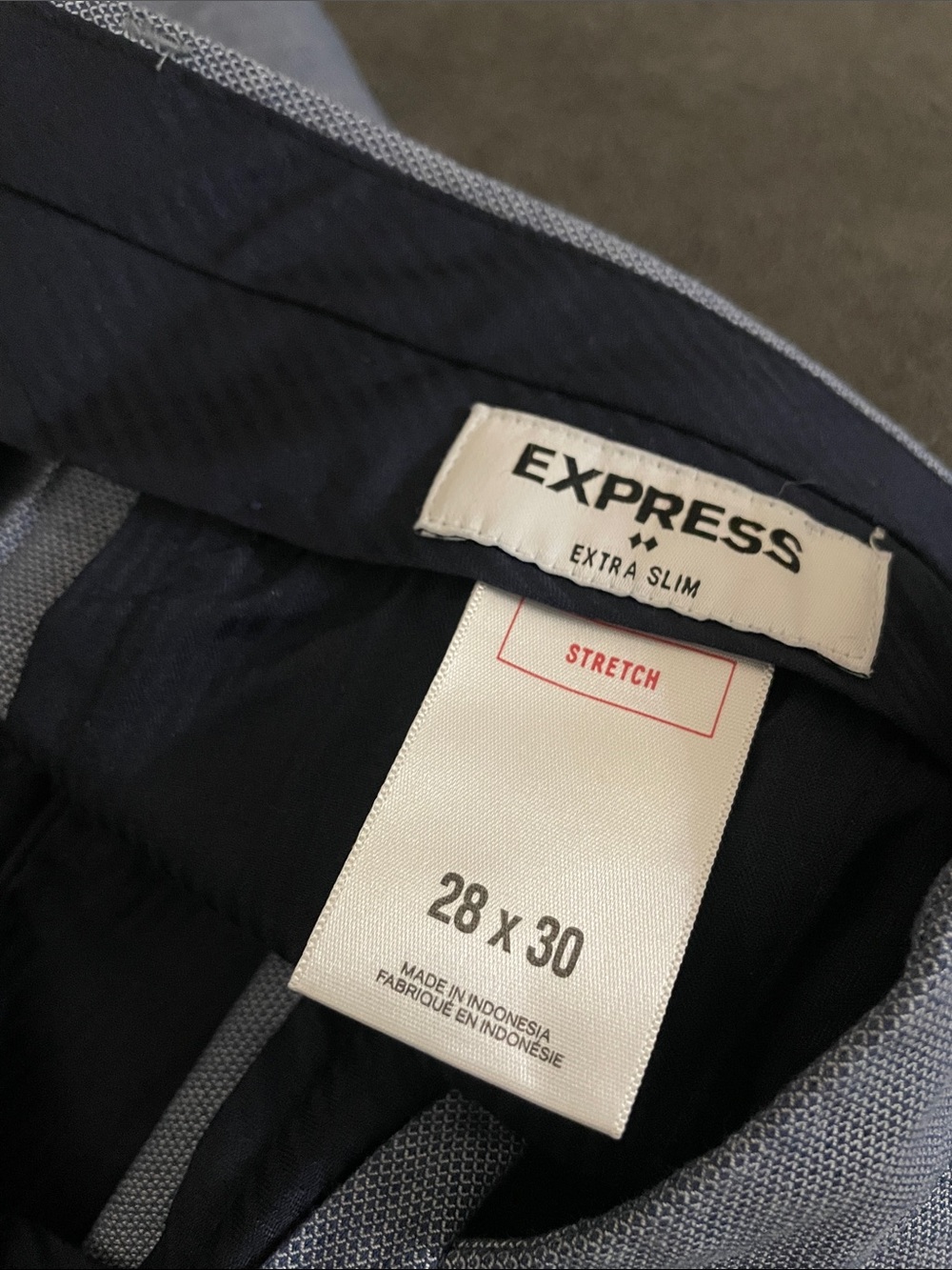 Express Dress Pants Extra Slim Stretch - Blue with Navy Accents 28x30